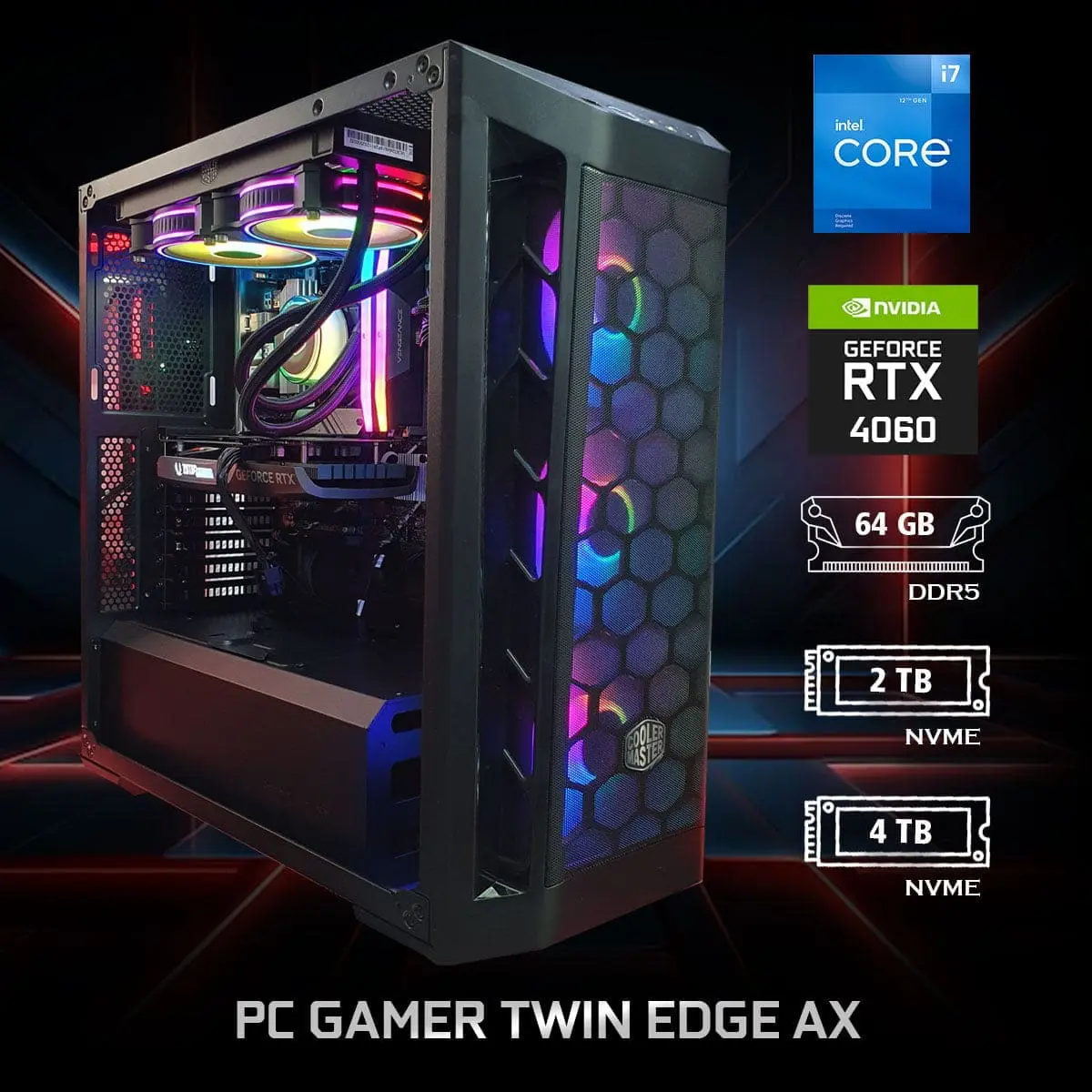 PC Gamer Twin Edge AX - Bulltech Store