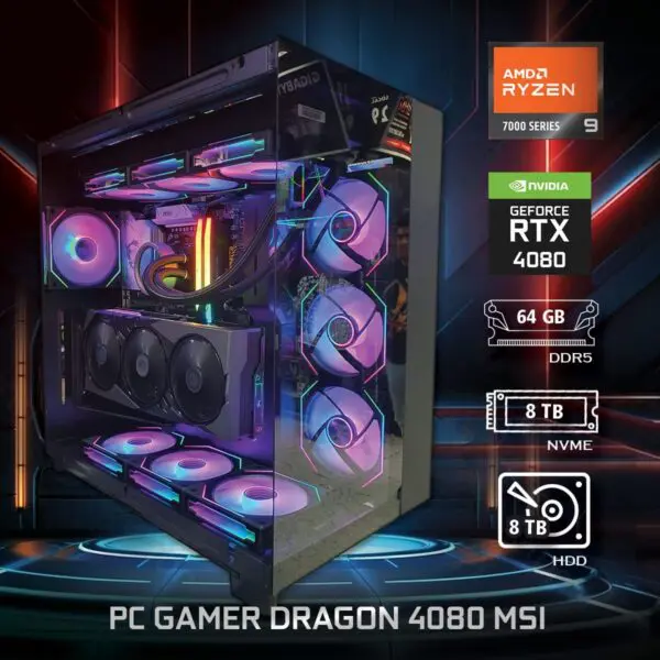 PC Gamer Dragon 4080 MSI -ASSEMBLED PRO COMPUTER - Bulltech Store