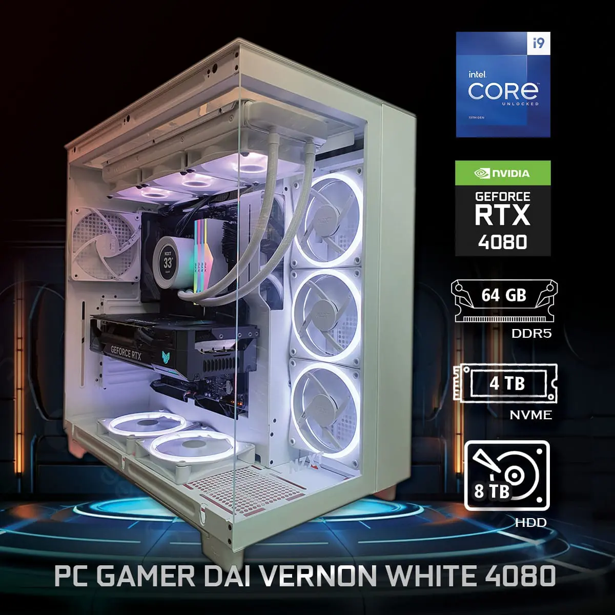 PC Gamer Dai Vernon White 4080 -ASSEMBLED PRO COMPUTER - Bulltech Store