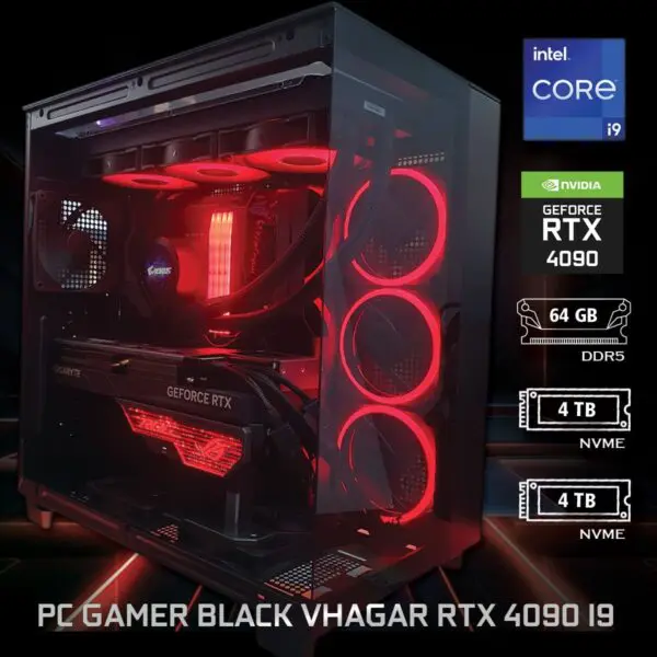 PC Gamer Black Vhagar RTX 4090 i9 - ASSEMBLED PRO COMPUTER - Bulltech Store
