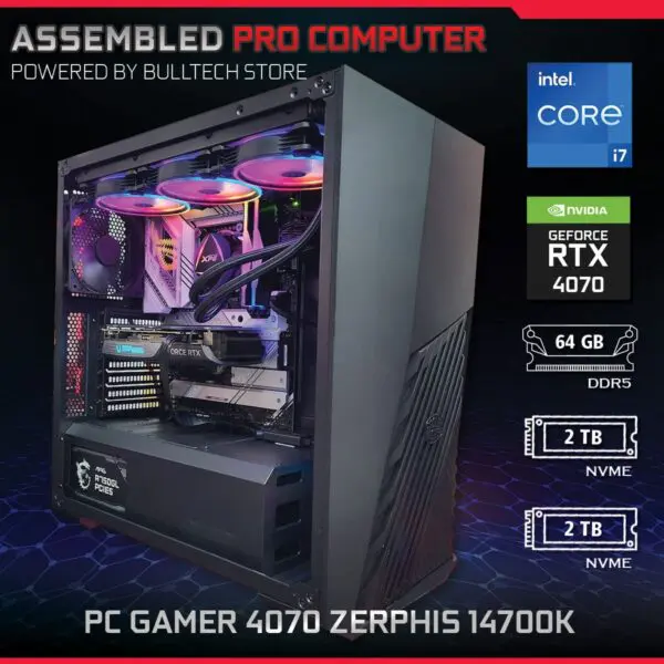 PC Gamer 4070 Zerphis 14700K - ASSEMBLED PRO COMPUTER - Bulltech Store