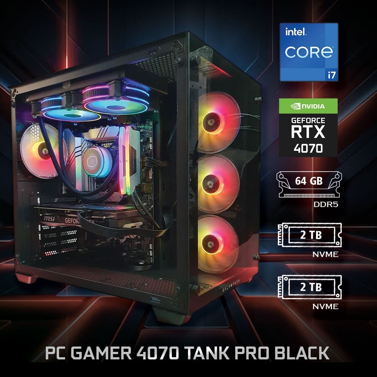 PC Gamer 4070 Tank Pro Black - Bulltech Store