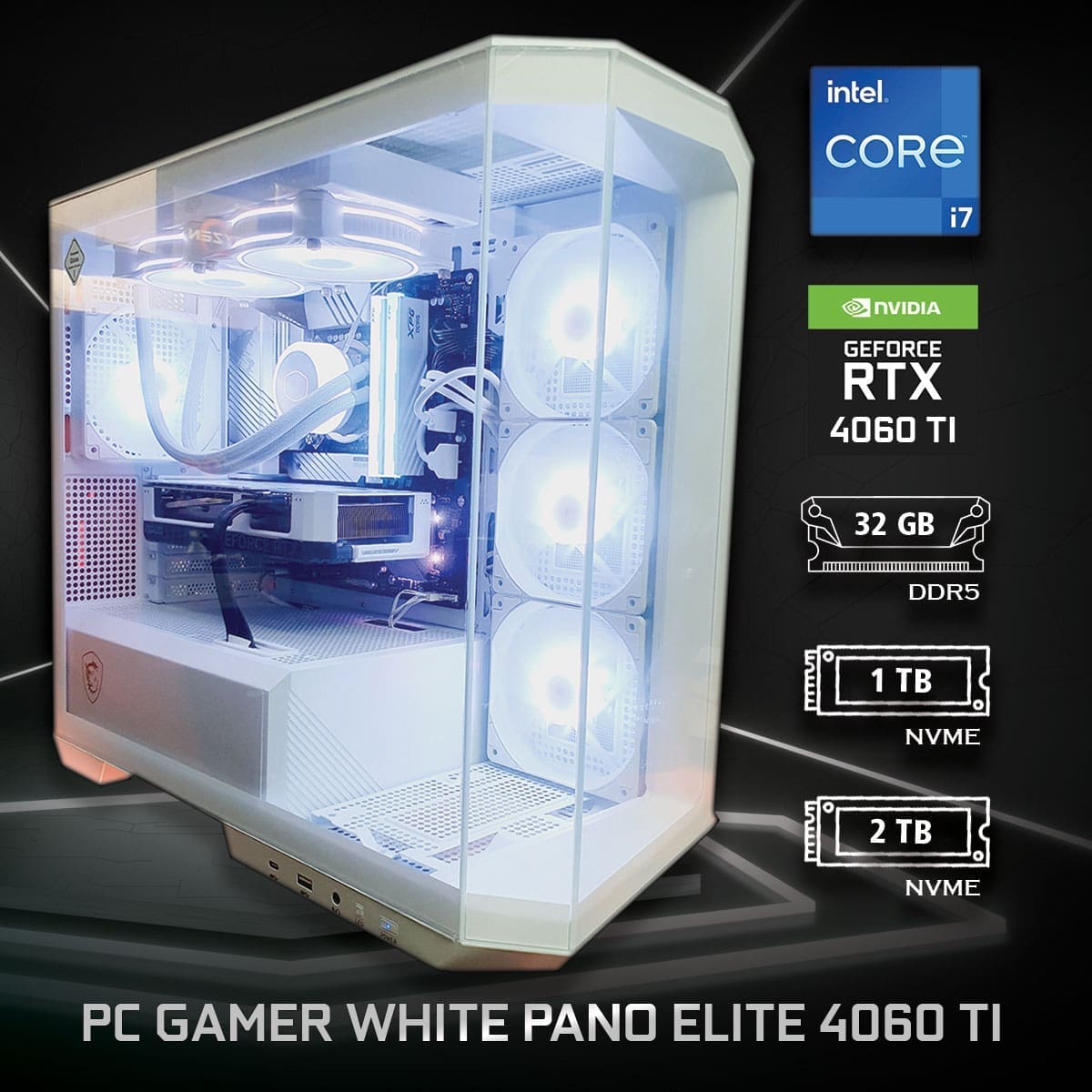 PC Gamer White Pano Elite 4060 Ti