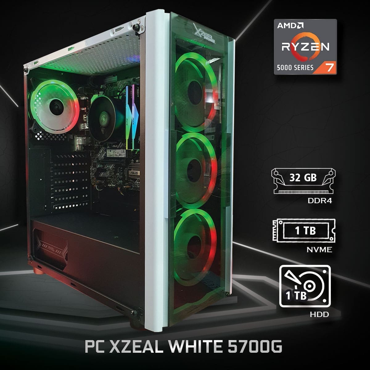 PC Xzeal White 5700G - Bulltech Store