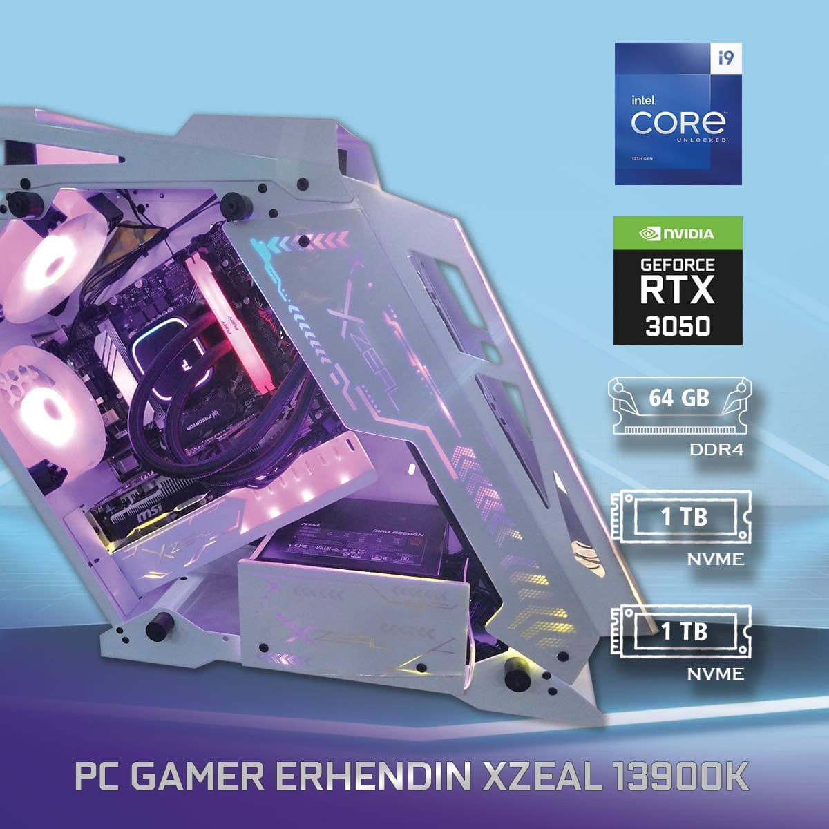 PC Gamer Erhendin Xzeal 13900K - ASSEMBLED PRO COMPUTER - Bulltech Store