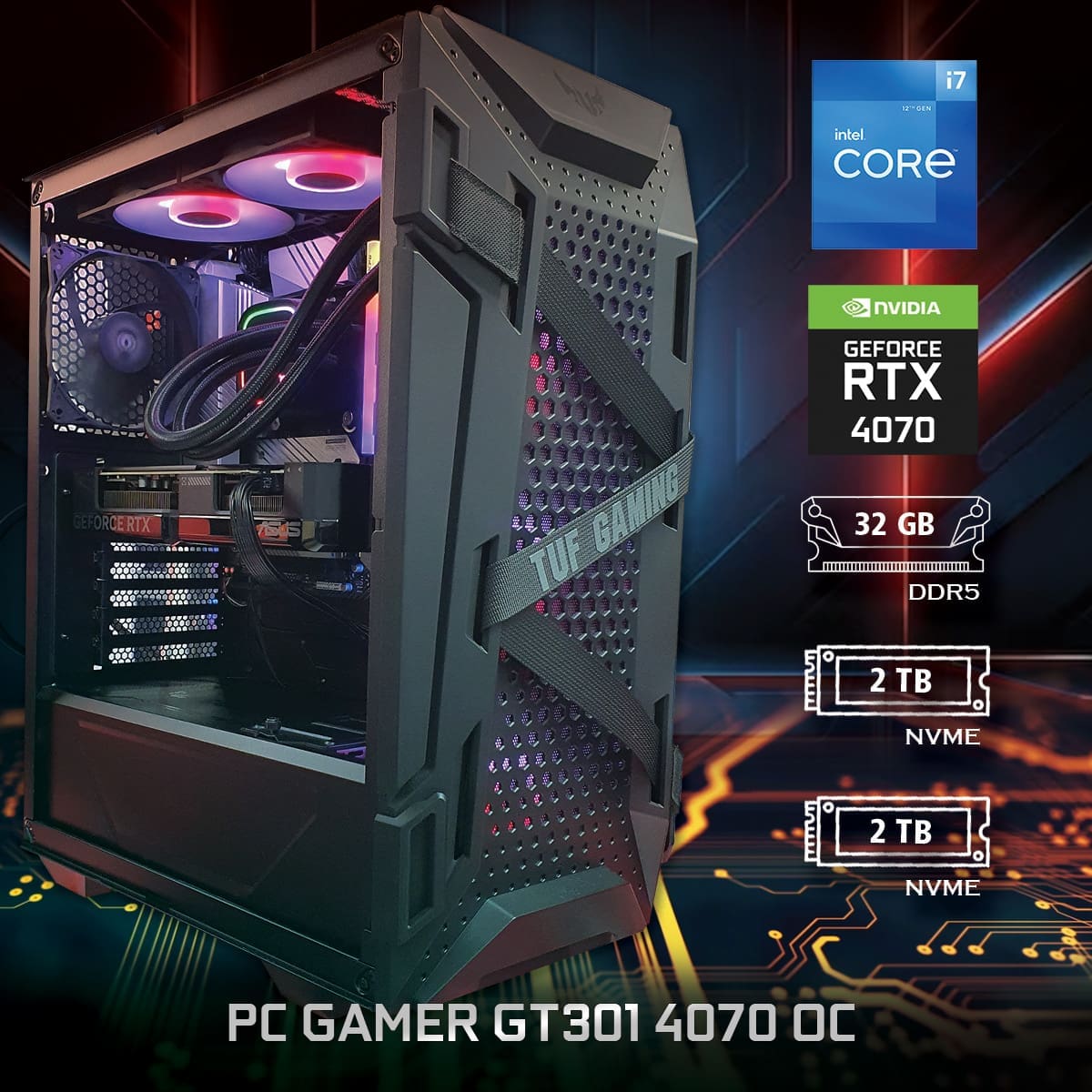 PC Gamer GT301 4070 OC - ASSEMBLED PRO COMPUTER - Bulltech Store