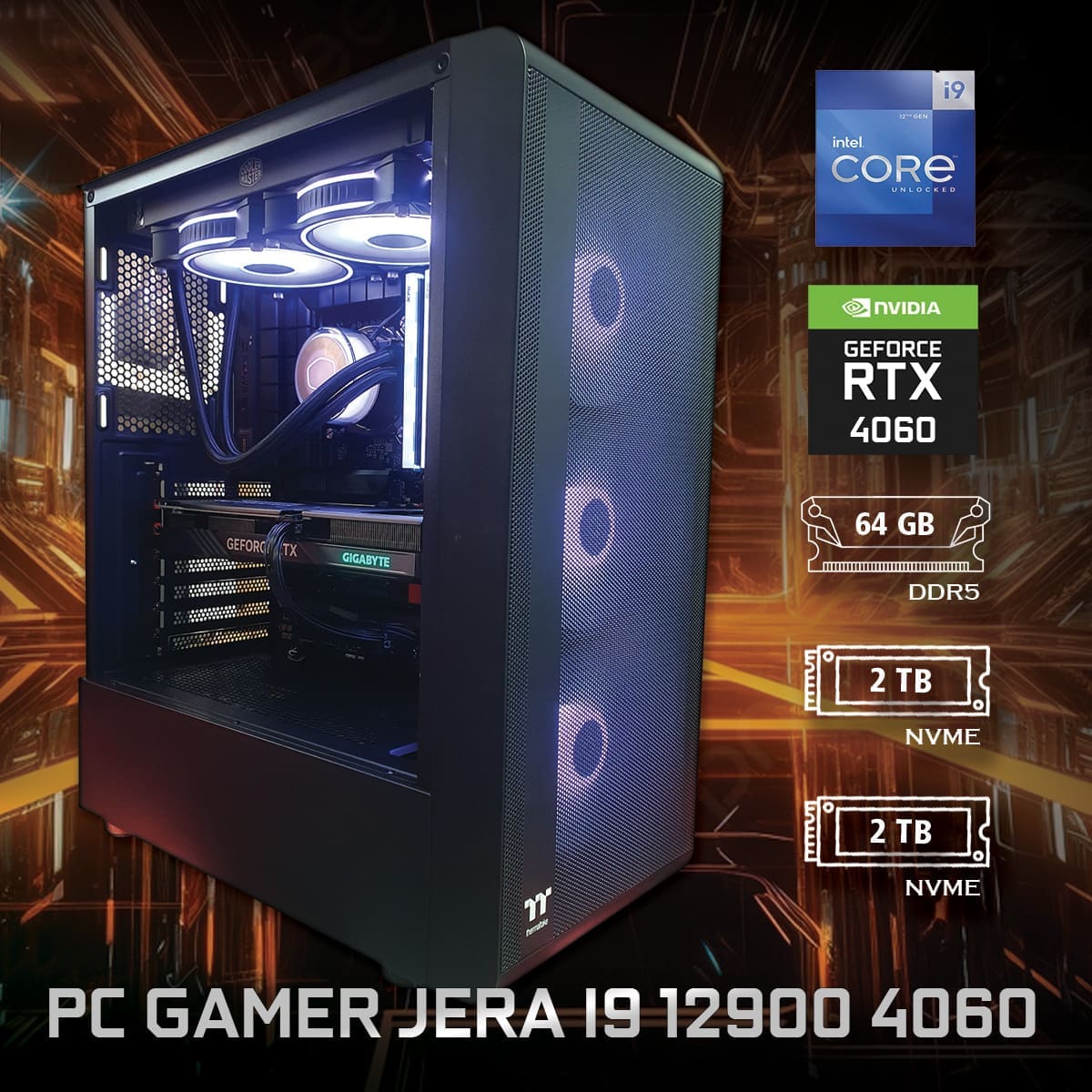 PC Gamer Jera i9 12900 4060 - ASSEMBLED PRO COMPUTER - Bulltech Store