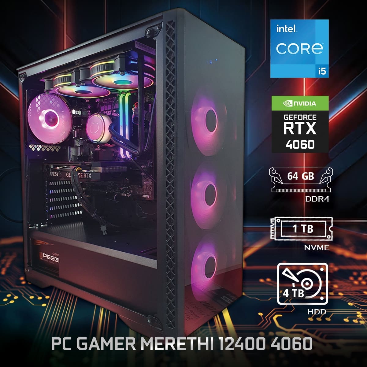 PC Gamer Merethi 12400 4060 - ASSEMBLED PRO COMPUTER - Bulltech Store