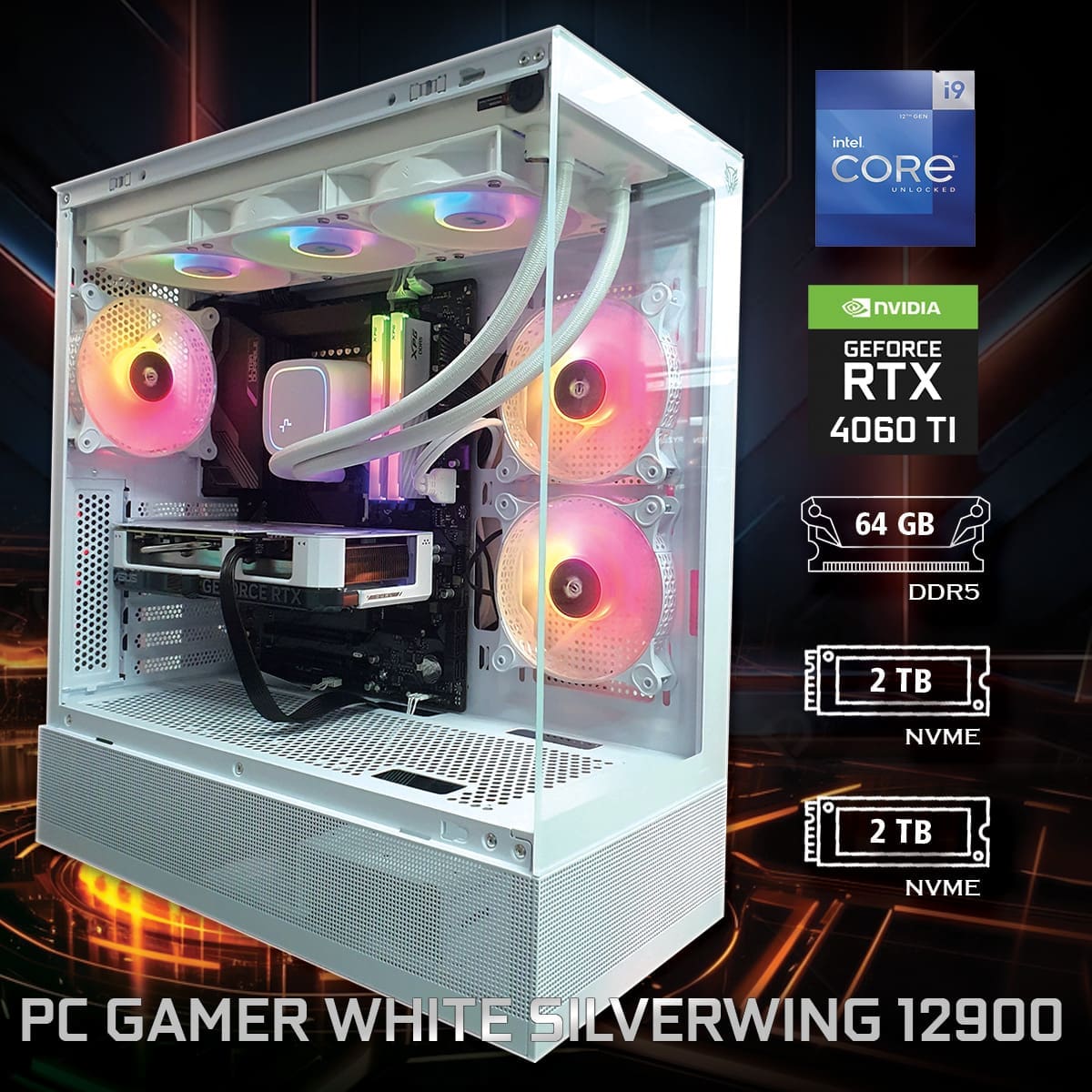 PC Gamer White Silverwing 12900 - ASSEMBLED PRO COMPUTER - Bulltech Store