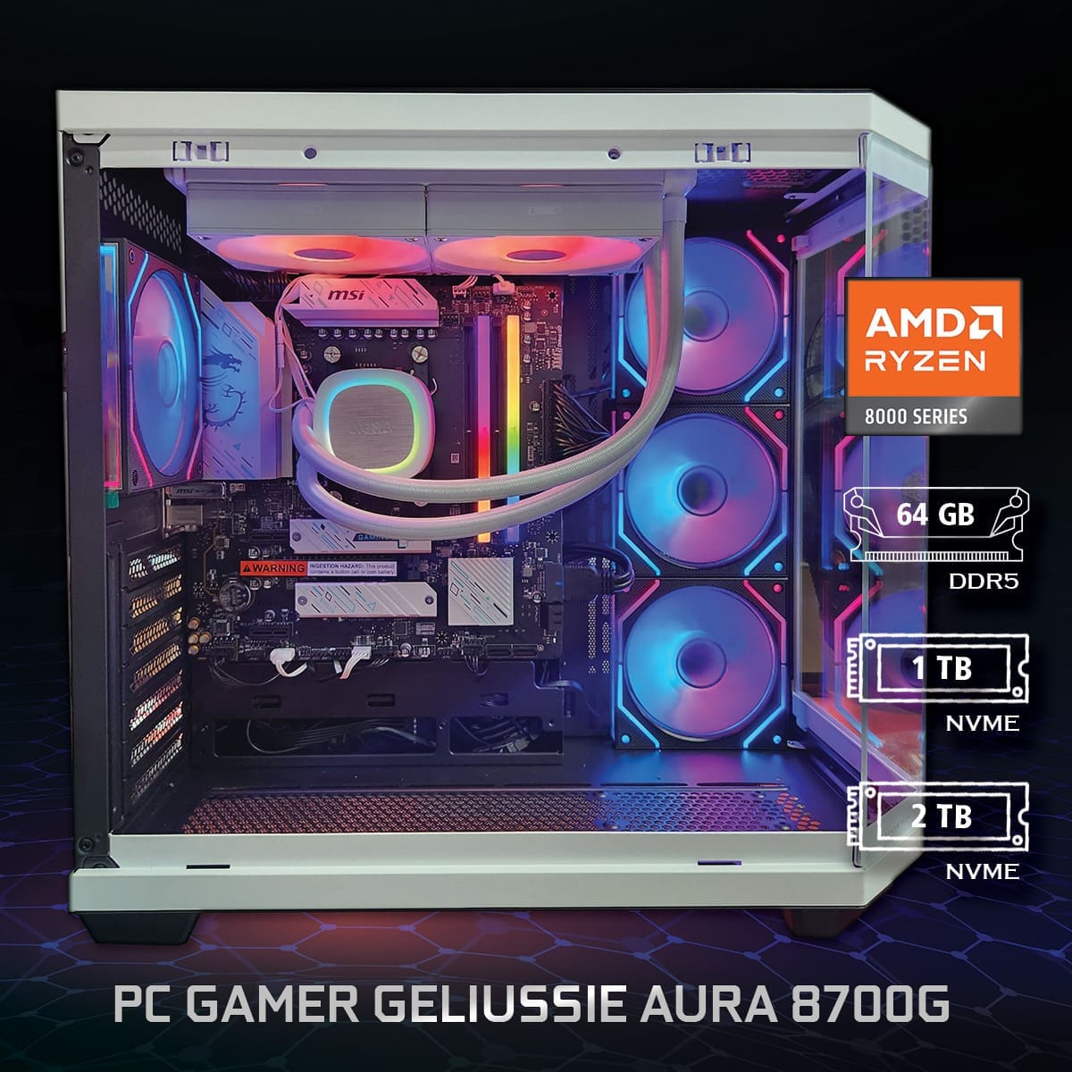 PC Gamer Geliussie Aura 8700G - ASSEMBLED PRO COMPUTER - Bulltech Store