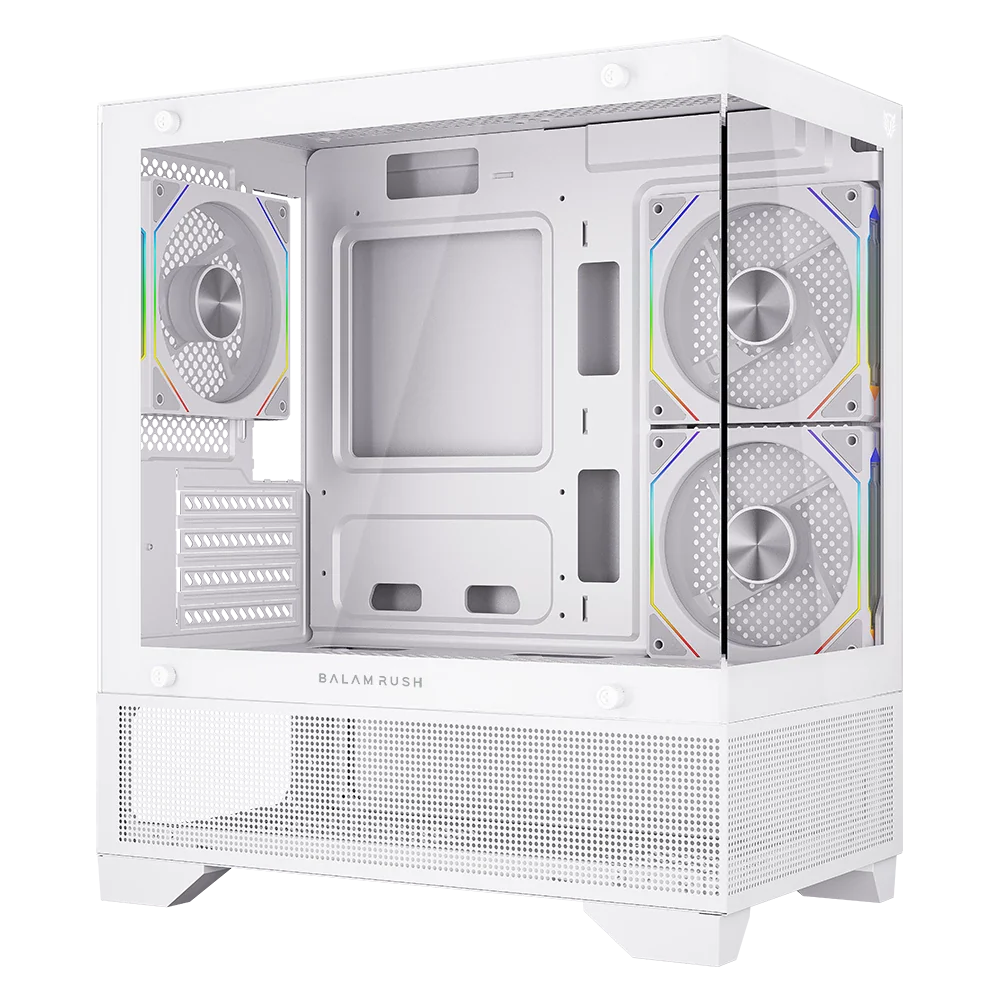 Gabinete Gamer Mini Torre Tank Perform 3200 Blanco / Max MB M-ATX / GPU 340 mm / 1x USB 3.0 + 1x USB 2.0 + Audio + 3x Ven RGB / Paneles de Cristal - Image 2